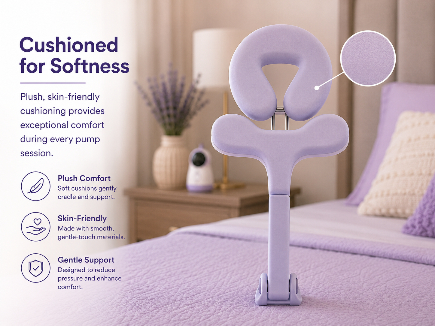Cushioned for Softness — plush, skin-friendly cushioning provides exceptional comfort during every pump session